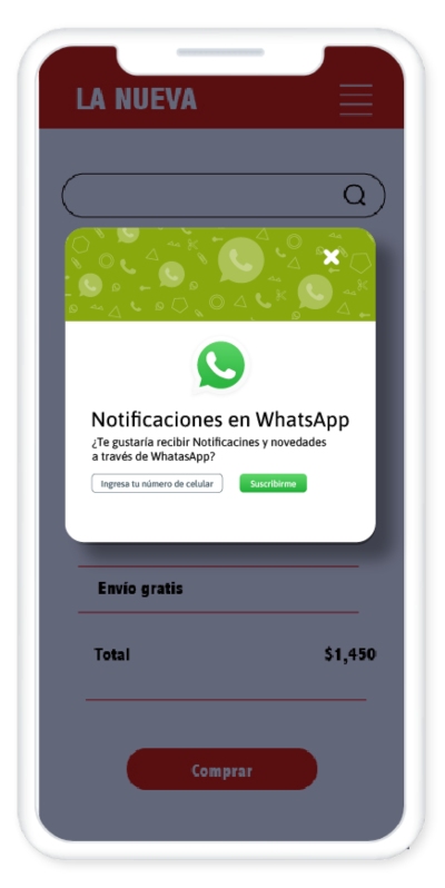 opt-in en whatsapp notificación producto